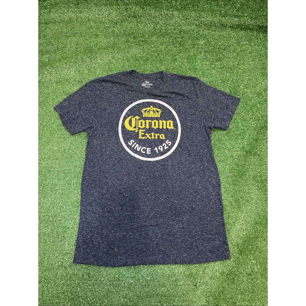 Corona Mens T Shirt Blue Graphic Medium Cotton Blend Crew Neck Short Sleeve